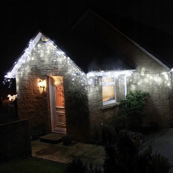 LAMPKI CHOINKOWE SOPLE 100 LED KURTYNA BIAŁE ZIMNE 5M FLASH