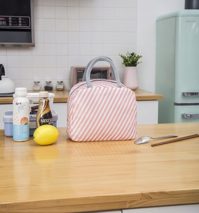 Torebka Termiczna LUNCH BOX Piknik Izolowana Na Jedzenie Granatowa Flemingi