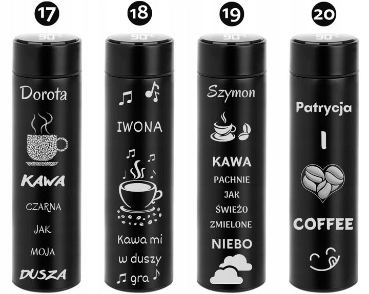 KUBEK TERMICZNY Termos LED GRAWER DO HERBATY KAWY Prezent Na URODZINY LOGO