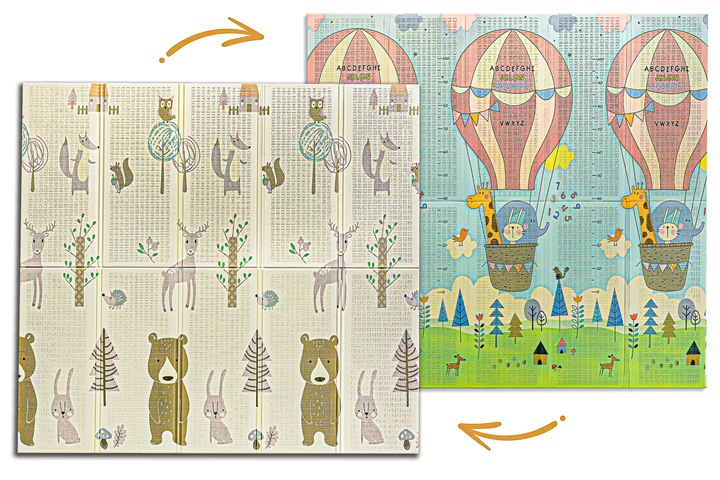 MATA PIANKOWA EDUKACYJNA SKŁADANA DLA DZIECI DUŻA MISIE BALONY 180x200