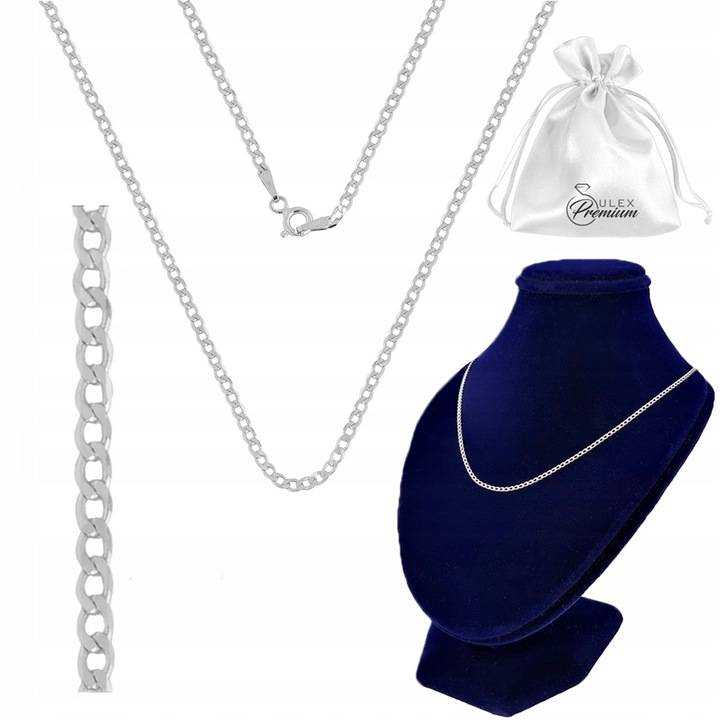 Łańcuszek srebrny 925 Damski Splot PANCERKA do Zawieszek | 55 cm x 1.5 mm