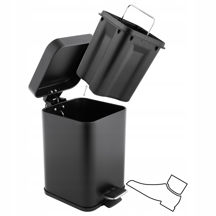 Kosz na śmieci 3L łazienkowy do WC łazienki toalety WOLNY OPAD czarny
