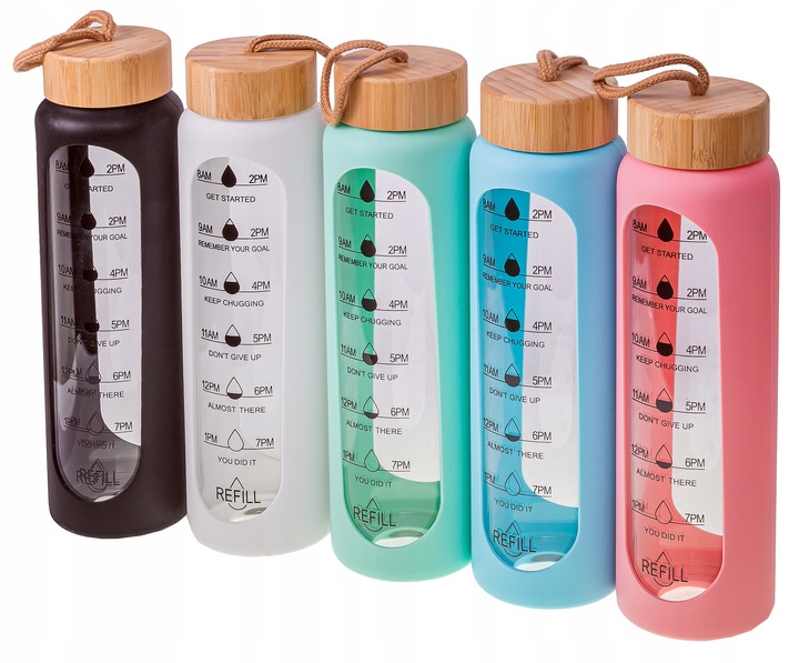 BIDON BUTELKA SZKLANA SZCZELNA NA WODĘ KUBEK POJEMNIK NA NAPÓJ SHAKER 1L