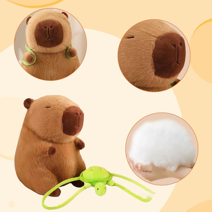 MASKOTKA KAPIBARA PLUSZAK ZABAWKA PLUSZOWA Z PLECAKIEM ŻÓŁWIK BORSUK BÓBR