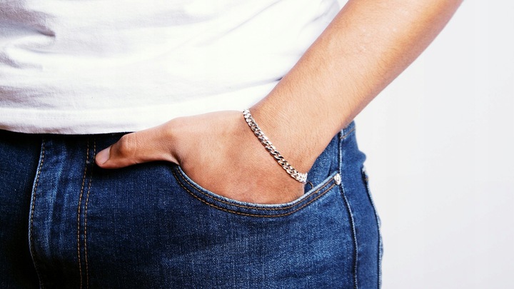 BRANSOLETKA SREBRNA MĘSKA 925 PEŁNA WŁOSKA PANCERKA NA PREZENT + GRAWER