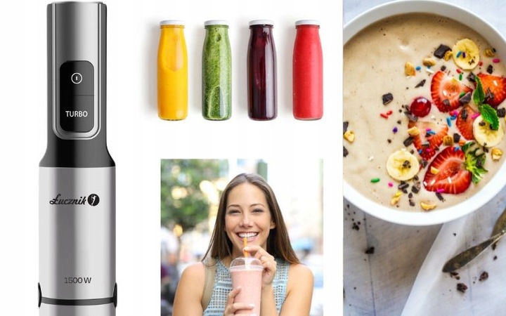 SUPER MOCNY BLENDER RĘCZNY JK-1500 OSTRZE TYTAN TURBO KRUSZY LÓD 1500 W