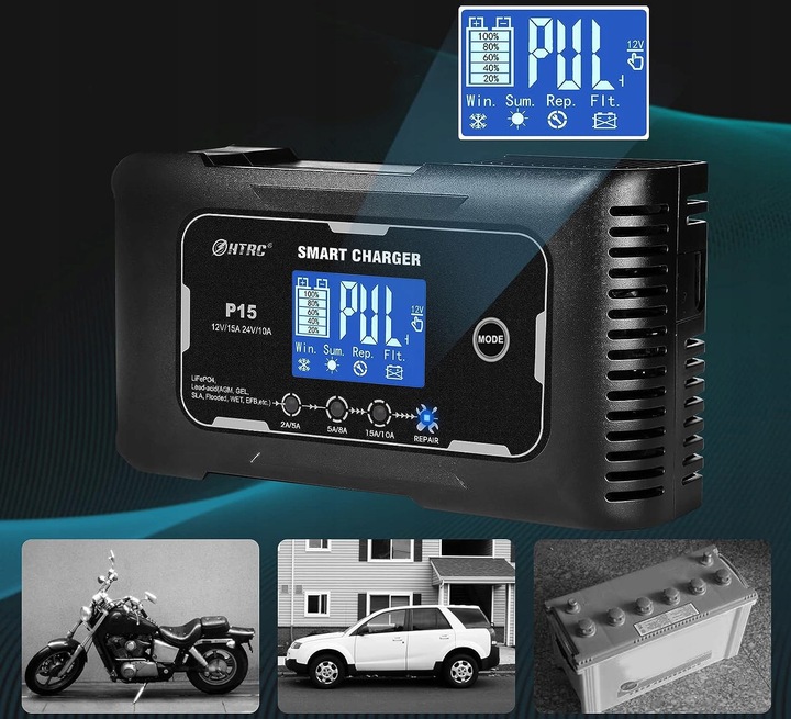 PROSTOWNIK DO AKUMULATORA AUTOMATYCZNY SMART 12/24V ŁADOWARKA