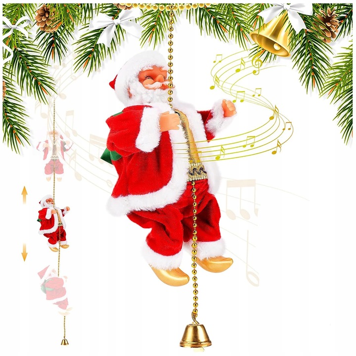 WSPINAJĄCY SIĘ MIKOŁAJ SANTACLIMB LED MUZYCZNY DEKORACJA ŚWIĄTECZNA