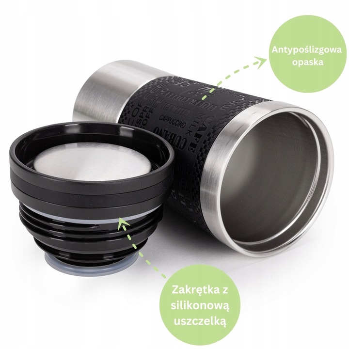 KUBEK TERMICZNY stalowy TERMOS do kawy herbaty szczelny KAMILLE 380ml