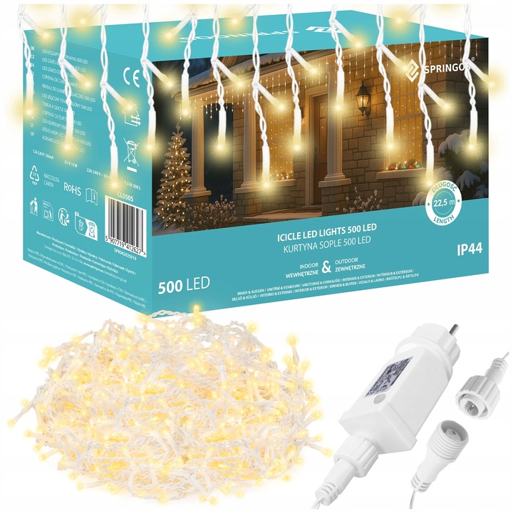 SOPLE 500 LED LAMPKI ZEWNĘTRZNE 22,5m PILOT FLASH GIRLANDA ŚWIETLNA KURTYNA