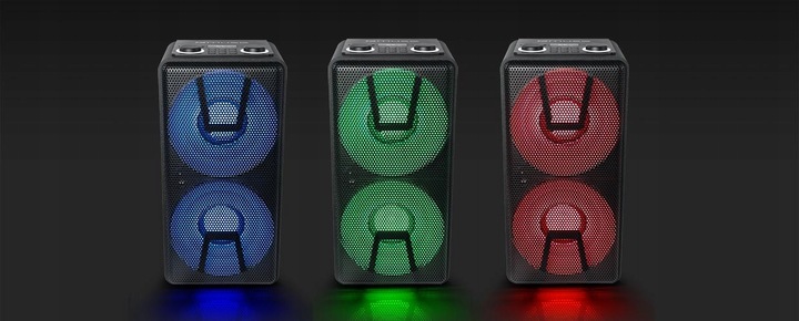 GŁOŚNIK BLUETOOTH PRZENOŚNY PODŚWIETLENIE LED PARTY BOX MUSE M-1805DJ