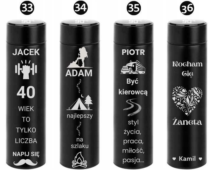 KUBEK TERMICZNY Termos LED GRAWER DO HERBATY KAWY Prezent Na URODZINY LOGO