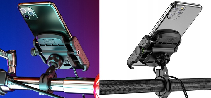 UCHWYT MOTOCYKLOWY NA TELEFON SZYBKA ŁADOWARKA USB QC3.0 MOTOCYKL + KABEL