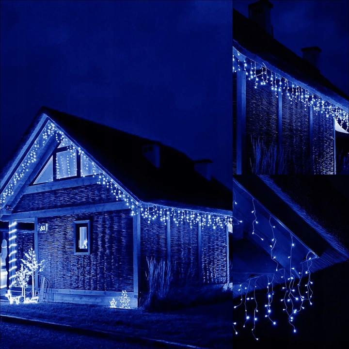 LAMPKI SOPLE 300 LED ZEWN. NIEBIESKIE CHOINKOWE FLASH KURTYNA ŚWIETLNA IP44