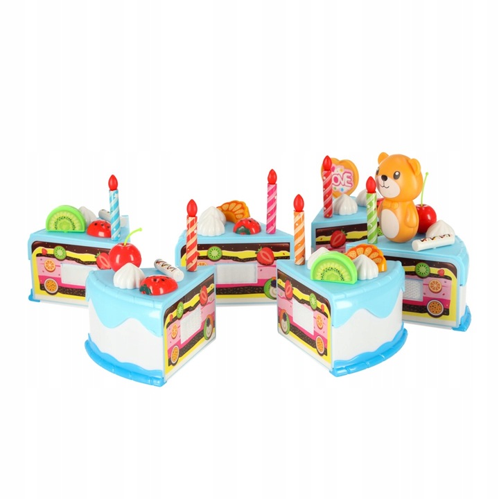 Tort Urodzinowy Misio Do Krojenia Dla Dzieci Z Akcesoriami 80 El. Niebieski