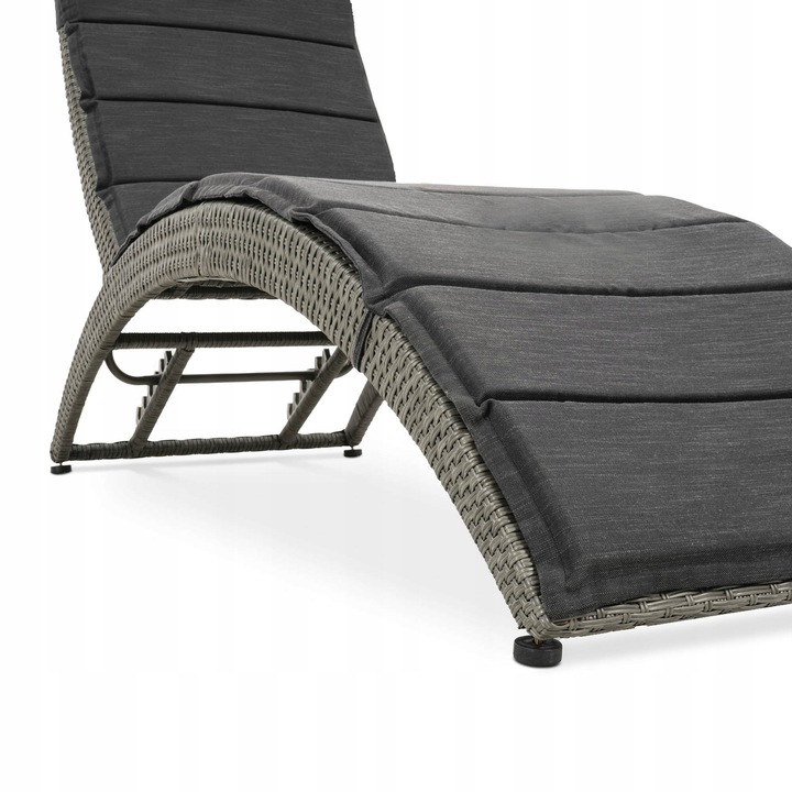 Leżak ogrodowy składany regulowany na balkon taras technorattan z poduszką