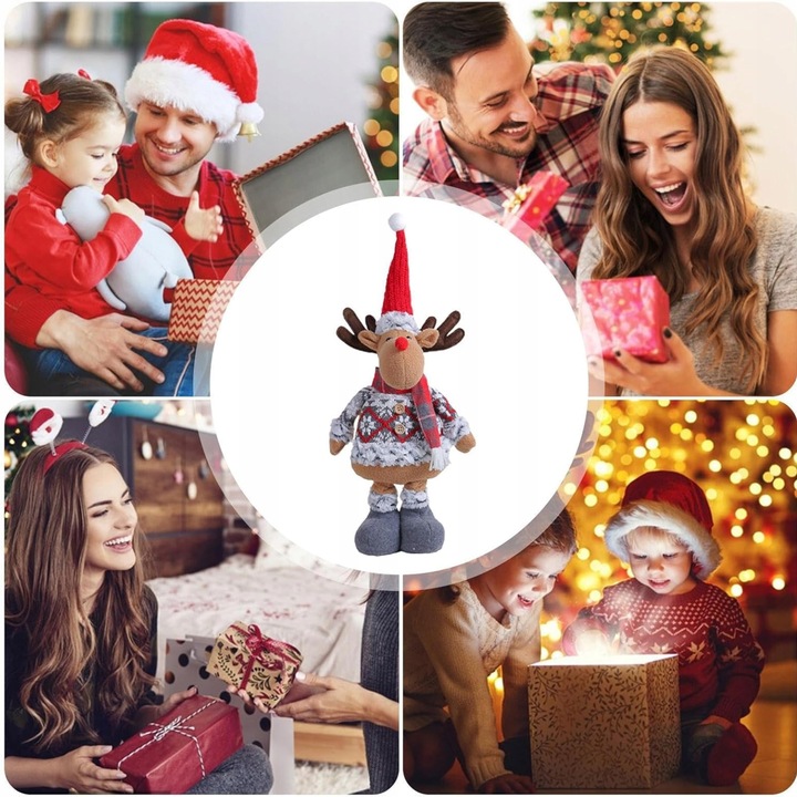 Skrzat Krasnal Świąteczny Teleskopowy Duży Gnom Wysoki Renifer Regulowany