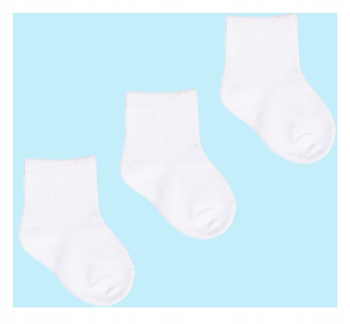 SKARPETKI NIEMOWLĘCE Z BAWEŁNY ORGANICZNEJ SKARPETY BIAŁE 3-PAK 0-3 m
