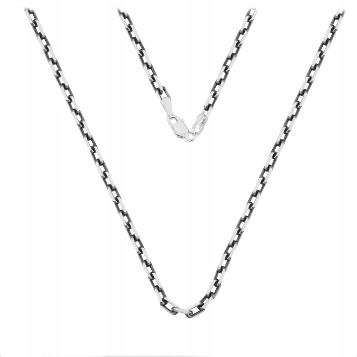 Łańcuszek srebro pr. 925 Oksydowany Splot Ankier do Wisiorków| 50 cm x 3 mm