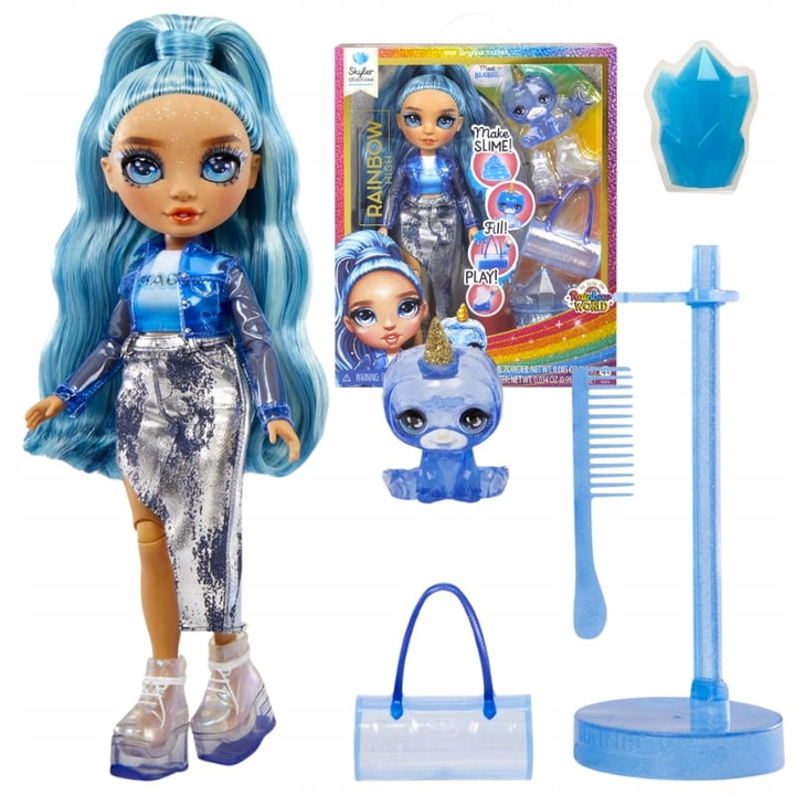 RAINBOW HIGH SKYLER BRADSHAW LALKA NIEBIESKA ZESTAW Z AKCESORIAMI SLIME