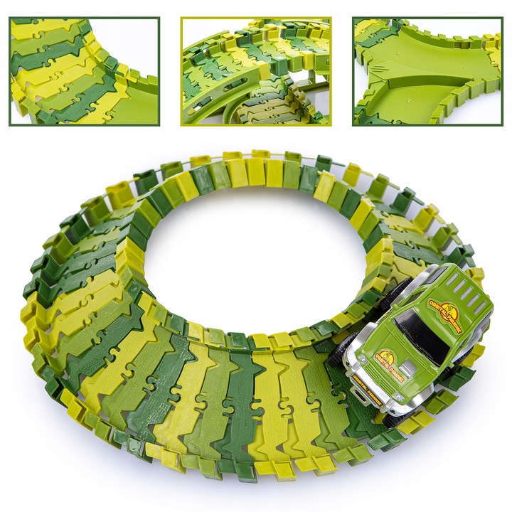 TOR SAMOCHODOWY WYŚCIGOWY PARK DINOZAURÓW MAGIC TRACK 240 elementów / 360cm