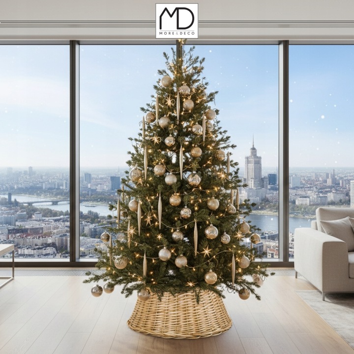 Osłona wiklinowa brąz na doniczkę stojak pod choinkę na święta wiklina kosz