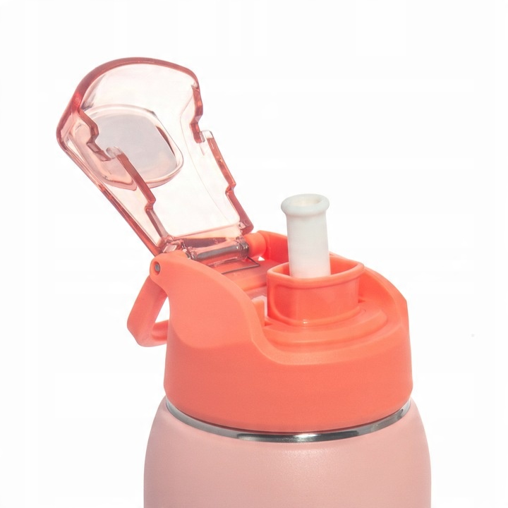 KUBEK TERMICZNY BIDON TERMOS PRÓŻNIOWY 750ml blokada uchwyt ustnik + SŁOMKA