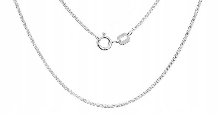 Srebrny łańcuszek warkocz pleciony lisi ogon 50 cm pr 925