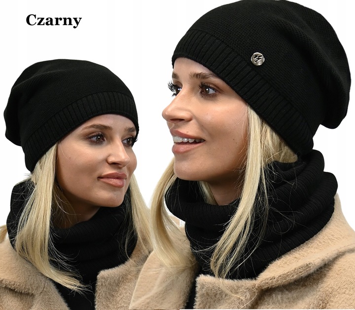 Komplet Czapka z Tubą Znakomita Jakość Czarny B1