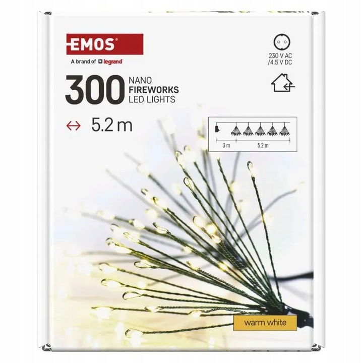 Lampki świąteczne nano łezki frędzle 300 LED 5,2 m ciepła biel IP20 timer