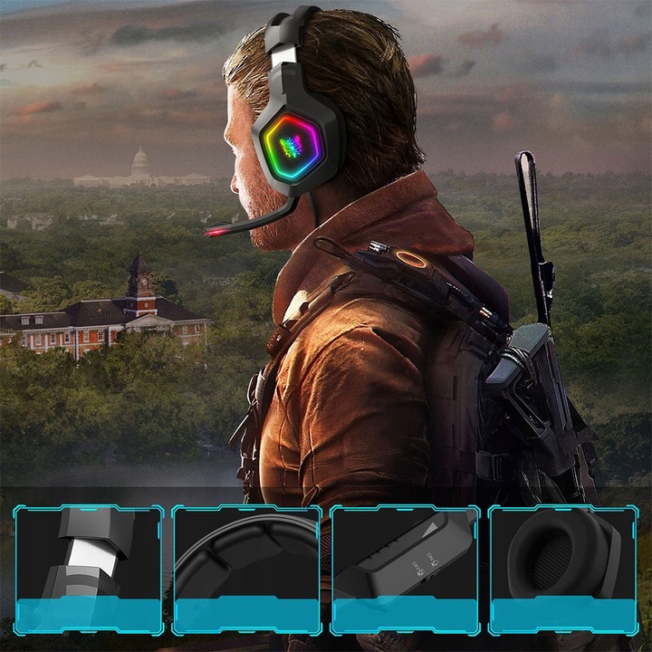 ONIKUMA K10 7.1 SŁUCHAWKI GAMINGOWE NAUSZNE PRZEWODOWE Z MIKROFONEM DO PC