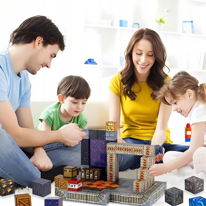 KLOCKI MAGNETYCZNE MINECRAFT KLOCKI SZEŚCIANY 100 KLOCKÓW + 1 FIGURKA MOCNE