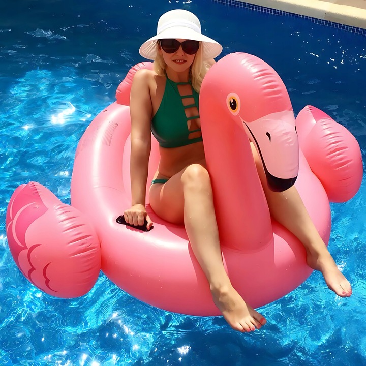 DMUCHANY MATERAC FLAMING Z UCHWYTAMI INTEX 57558 DUŻY XXL do wody pływania