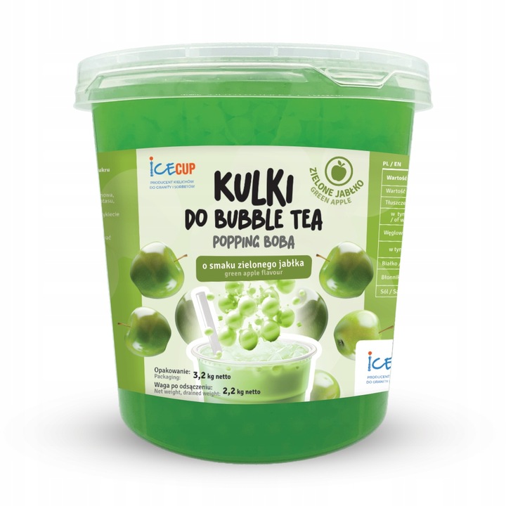 Kulki do Bubble Tea ZIELONE JABŁKO 3.2kg