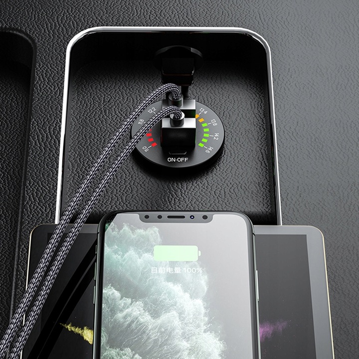 ŁADOWARKA SAMOCHÓD 2x USB 4.8A WOLTOMIERZ MIERNIK