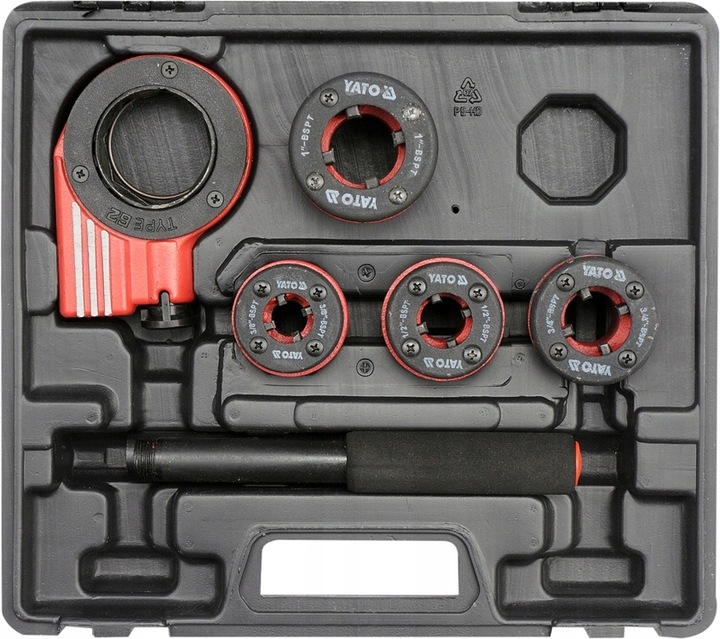 YATO GWINTOWNICA RĘCZNA Z SYSTEMEM GRZECHOTKOWYM DO RUR 4 GŁOWICE YT-29001