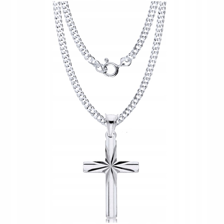 Srebrny Łańcuszek 925 Krzyżyk dla chłopca Komunia Chrzest Bierzmowanie