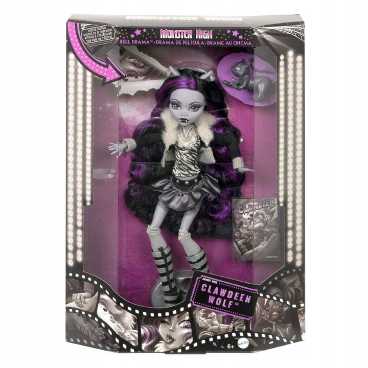 LALKA MONSTER HIGH REEL DRAMA Clawdeen Wolf + kot Crescento