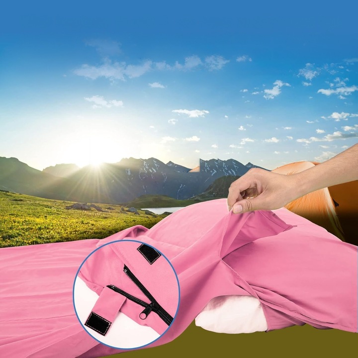 JEDWABNY ŚPIWÓR 220x90 TURYSTYCZNY LETNI Z ZAMKIEM - CIEPŁY LEKKI PODRÓŻNY