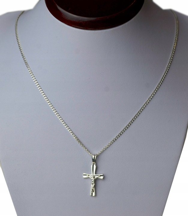 ŁAŃCUSZEK SREBRNY Z KRZYŻYKIEM 925 50CM Komplet DLA CHŁOPCA KOMUNIA