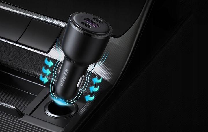 UGREEN ŁADOWARKA SAMOCHODOWA 2X USB TYP C / 1X USB 5A PD QC 69W