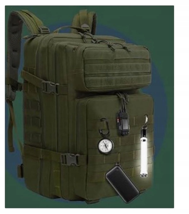 DUŻY PLECAK WOJSKOWY PODRÓŻNY TURYSTYCZNY TAKTYCZNY MILITARNY 45L + FLAGA