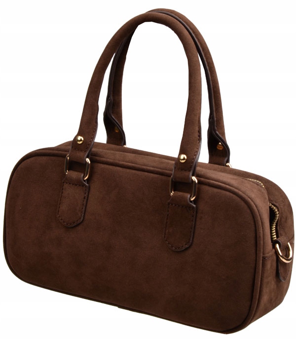 FLORA&CO PARIS torebka damska BOWLING do reki LISTONOSZKA zamsz czekoladowa