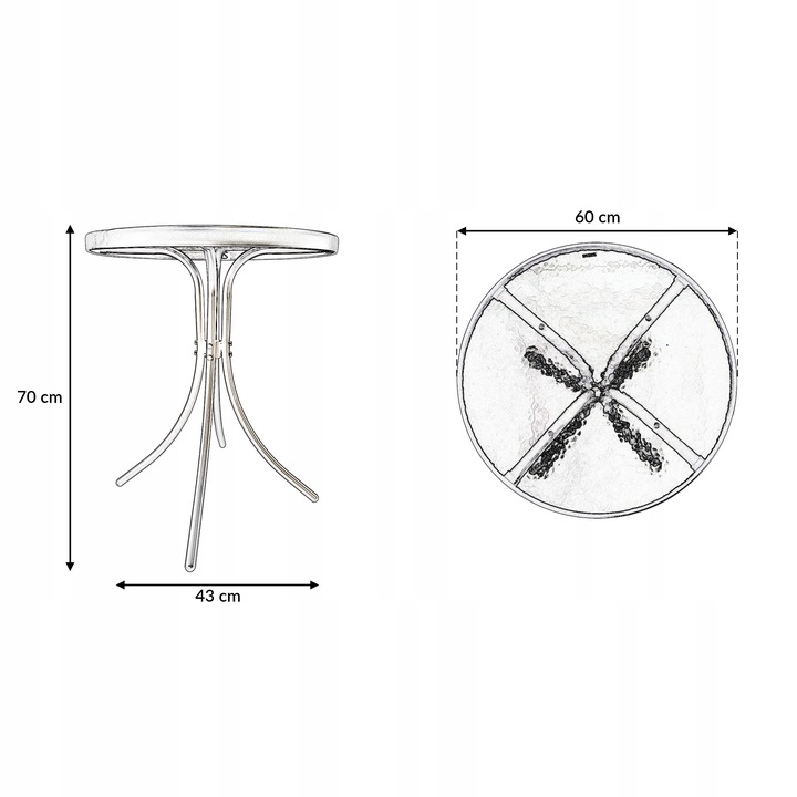 KOMPLET MEBLI BALKON OGRÓD TARAS STÓŁ + 2x KRZESŁA TERNI 60 MI CZARNY