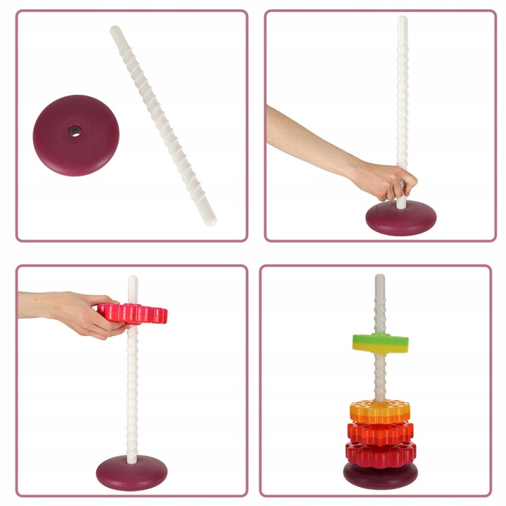 EDUKACYJNA PIRAMIDKA ZAKRĘCONA WIEŻA UKŁADANKA WOOPIE BABY