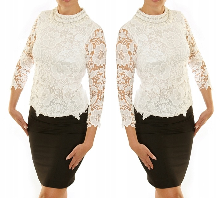 ELEGANCKA koronkowa BLUZKA z kołnierzykiem 835#