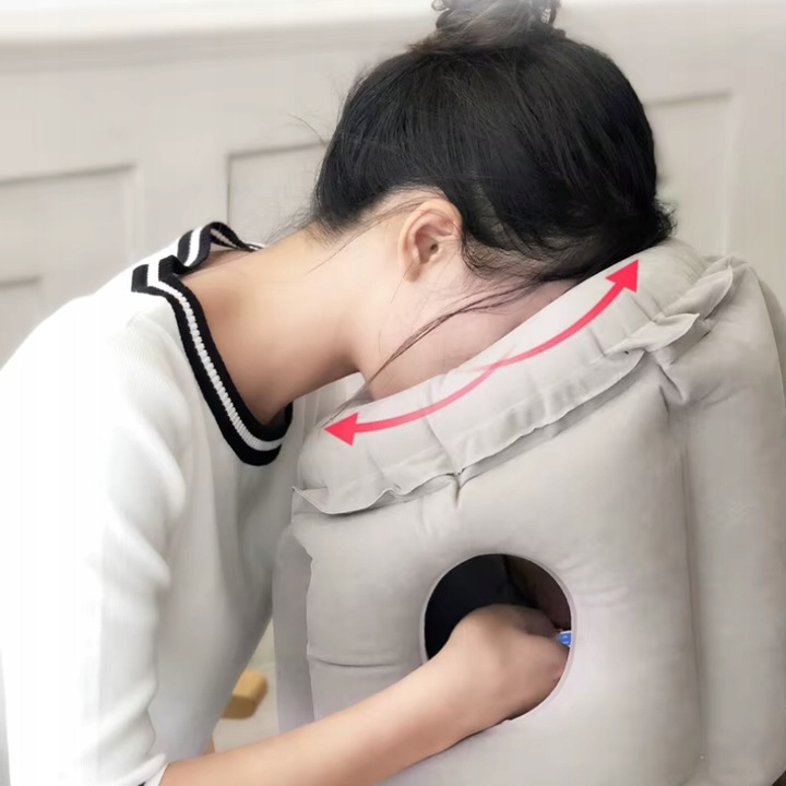 PODUSZKA PODRÓŻNA POMPOWANA DO SAMOLOTU POCIĄGU AUTA DUŻA WYGODNA DMUCHANA