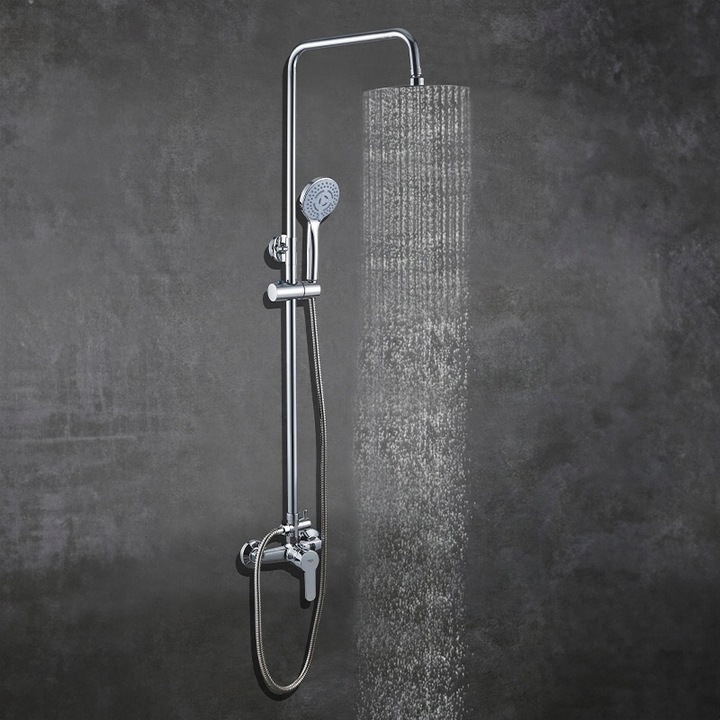 BATERIA PRYSZNICOWA ŁAZIENKOWA ŚCIENNA ZESTAW Z DESZCZOWNICĄ HAVANA CHROM