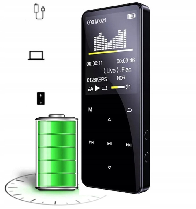 ODTWARZACZ MP4 MP3 16GB BLUETOOTH 5.0 HiFi RADIO