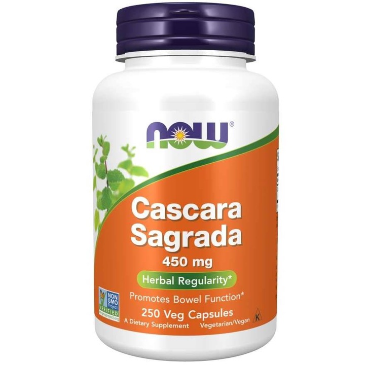 NOW Foods Cascara Sagrada Szakłak Jelita Zaparcia Wątroba 450mg 250 vcaps